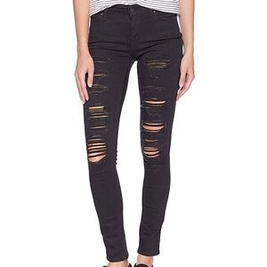 Levi’s 711 Mid-rise Skinny jeans, distressed black denim- size 33